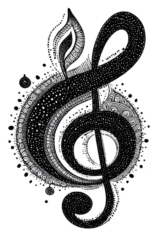Bass Clef With Dotwork Ornaments Suncross