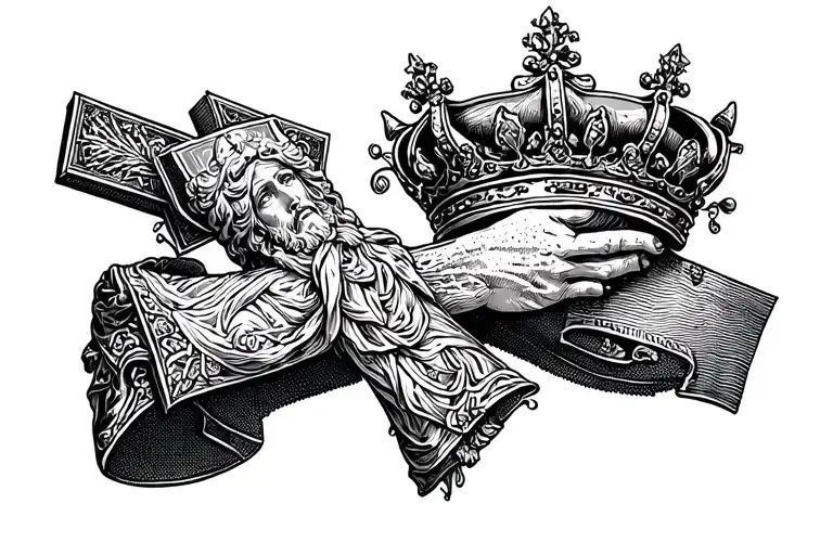 Fore Arm Tatto With Muck City 561 A Jesus Cross And A Crown