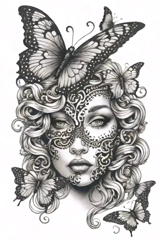 Medusa And Butterfly Covering Mouth