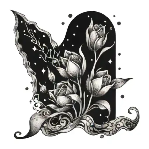 Twisted Vines Of Small Stars Wrapping Around A Tulip Bouquet