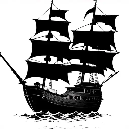 Pirate Ship Sailing Through A Sea