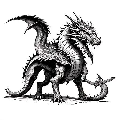 Medieval Knight Killing Dragon