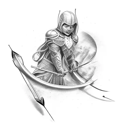 Family Based Bow And Arrow That Goes From Bottom Half Of Knee To Half Way Down Shin