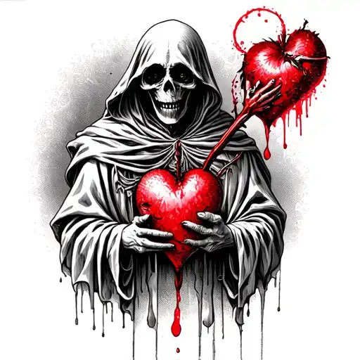 Grim Reaper Holding A Bleeding Heart