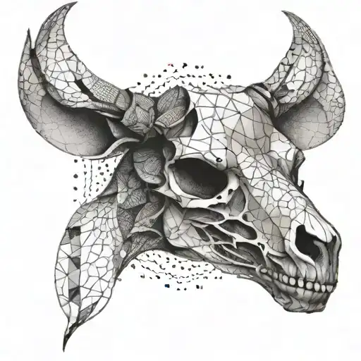 Deer Skull Half Geometric Half Realistc Coloring Roaring
