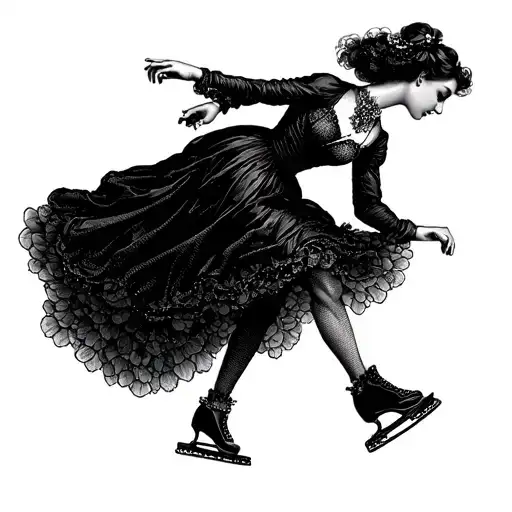 Baroque Woman Skating Gracefully