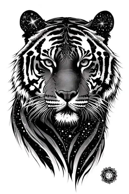 Tiger Head With Constellations Representing