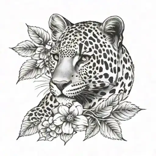 Leopard Print And Honeysuckle Flowers