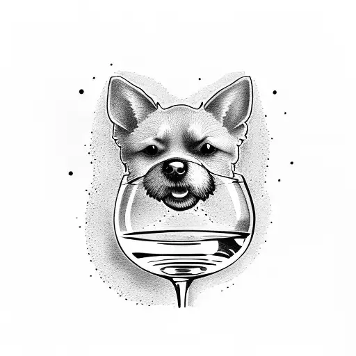 A Tattoo Of A Dog And A Cat Sharing A Glass Of Wine