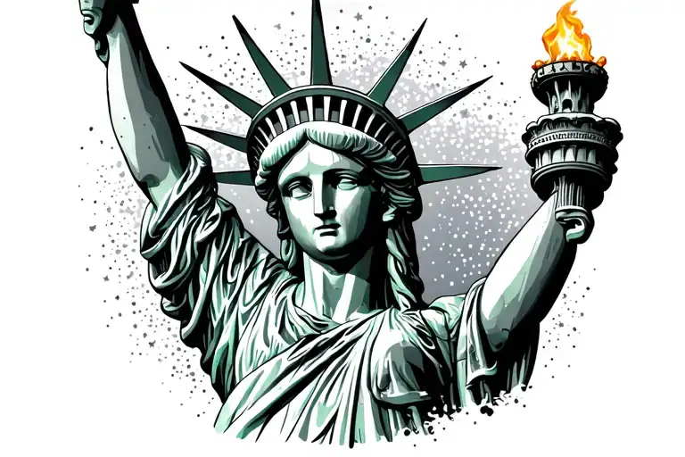 Statue Of Liberty Torch With Stars