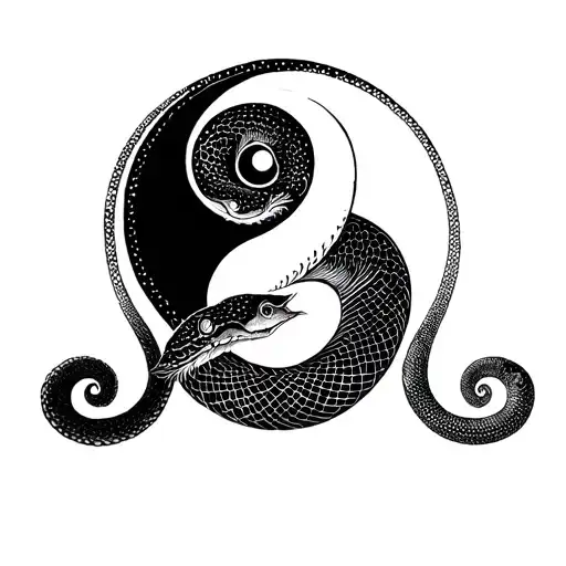 2 Snakes Ceating The Ying Yang Symbol