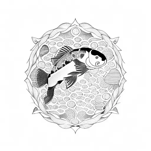 Laurel Wreath With Koi Fish