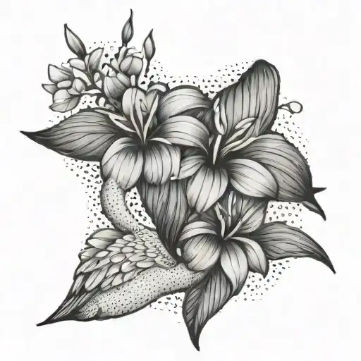 Flamingo Dreieck Plumeria Flower Intertwined