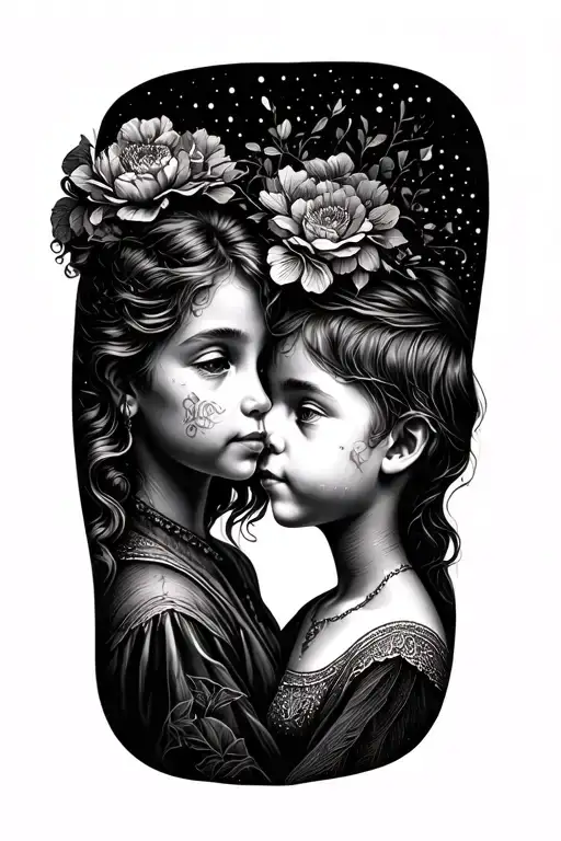 Cute Mother And Son Tatto Idea