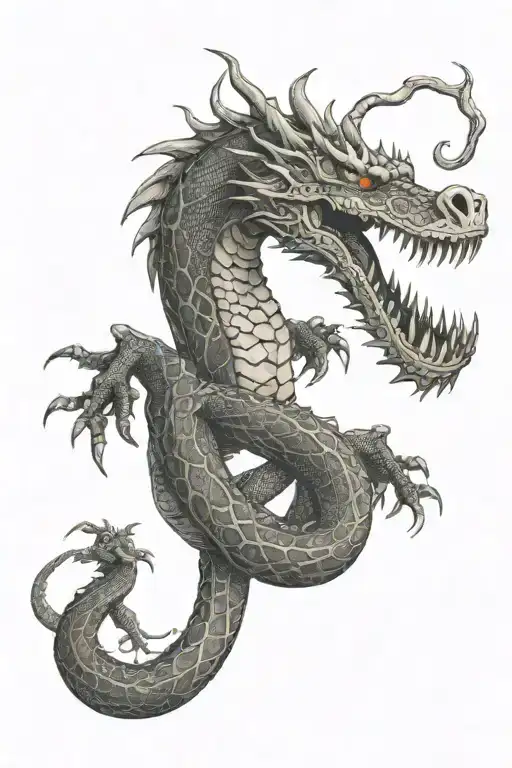 Dragon Snake Crocodile Made Out Of Bones