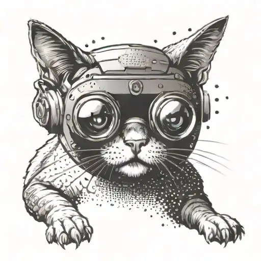 A Cat Wearing Virtual Reality Goggles Playing A Video Game