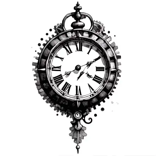 A Simple Old Clock With Gears Forming The Shape