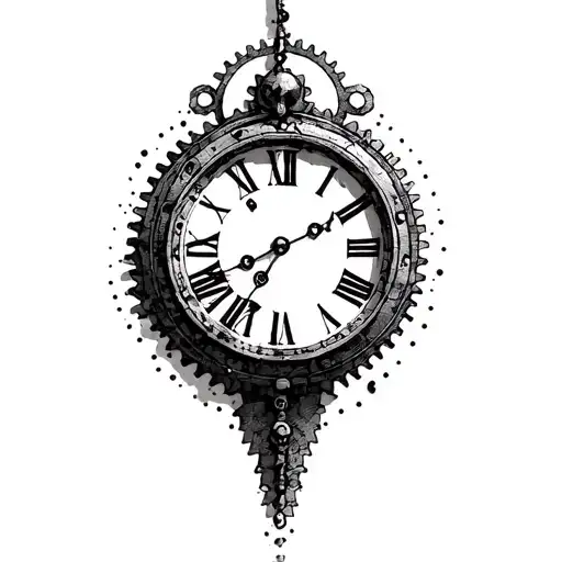 A Simple Old Clock With Gears Forming The Shape
