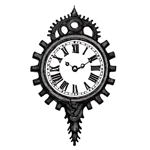A Simple Old Clock With Gears Forming The Shape