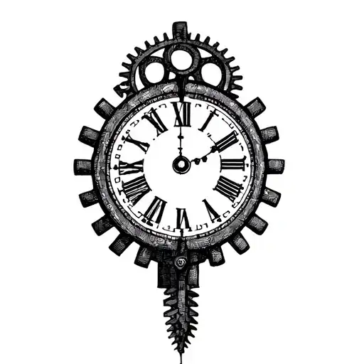 A Simple Old Clock With Gears Forming The Shape