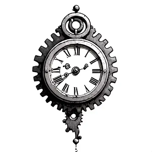 A Simple Old Clock With Gears Forming The Shape