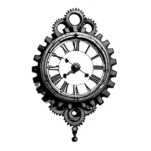 A Simple Old Clock With Gears Forming The Shape