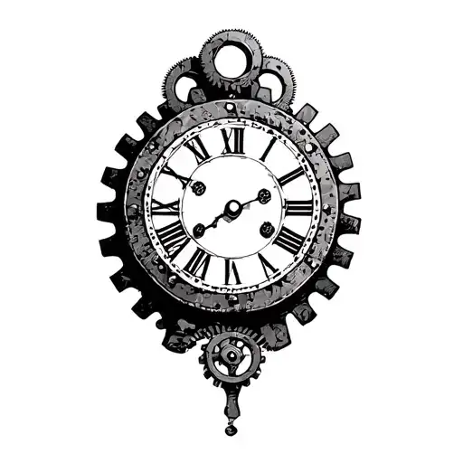 A Simple Old Clock With Gears Forming The Shape