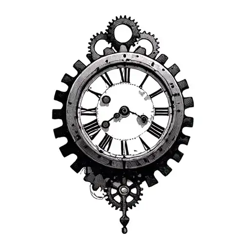 A Simple Old Clock With Gears Forming The Shape