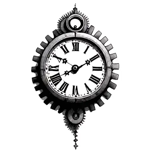 A Simple Old Clock With Gears Forming The Shape