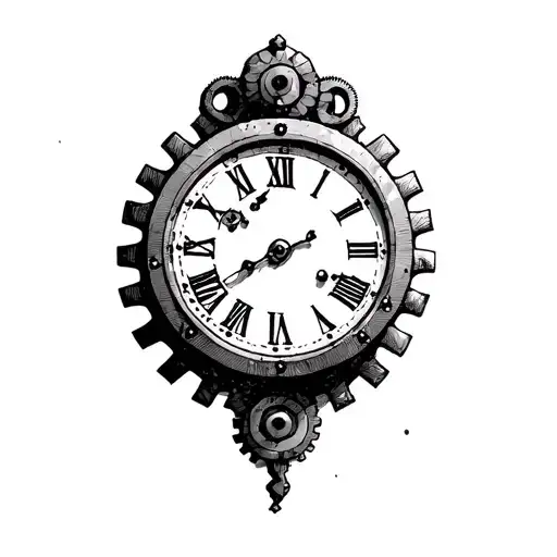 A Simple Old Clock With Gears Forming The Shape