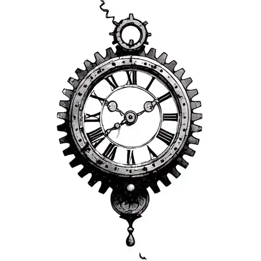 A Simple Old Clock With Gears Forming The Shape