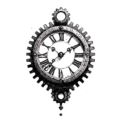 A Simple Old Clock With Gears Forming The Shape