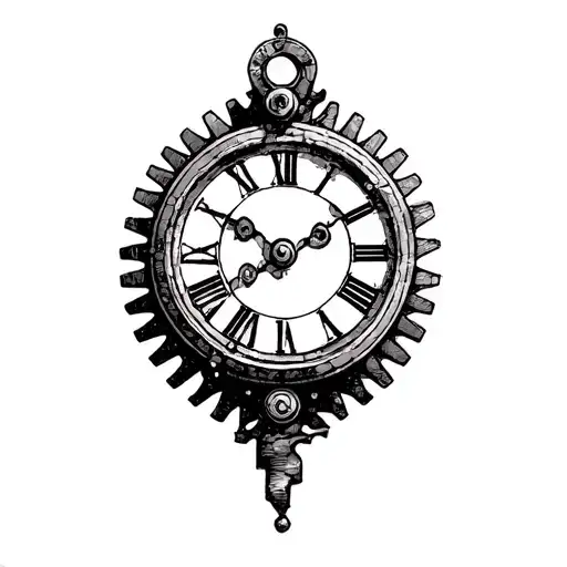 A Simple Old Clock With Gears Forming The Shape