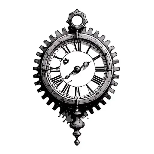 A Simple Old Clock With Gears Forming The Shape