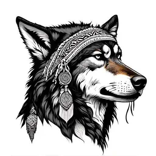 Indian With Wolf Howling