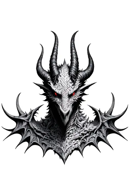 Demon With Horns Bahamut Head