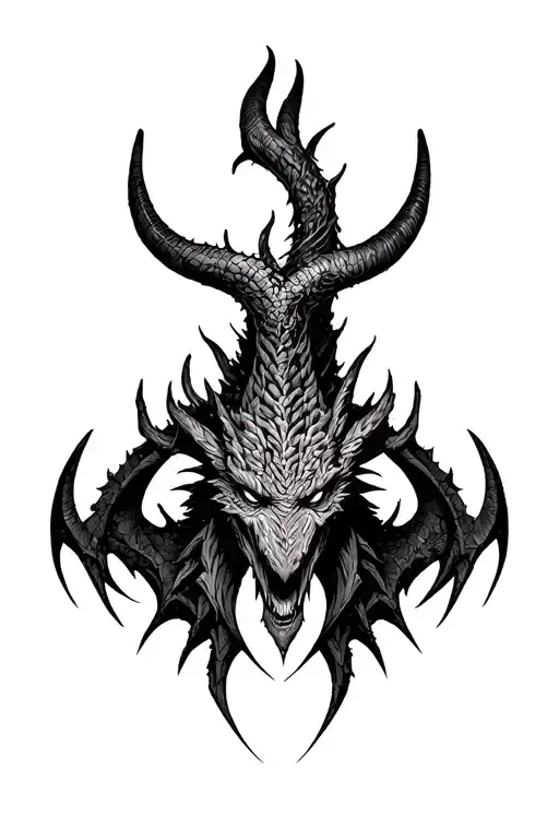 Demon With Horns Bahamut Head