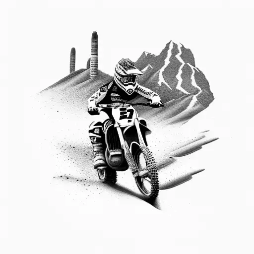 Motocross Rider Conquering A Desert Mountain