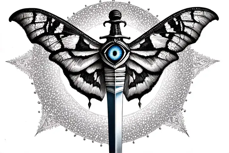 Moth And Sword With Third Eye Symbol Integrated