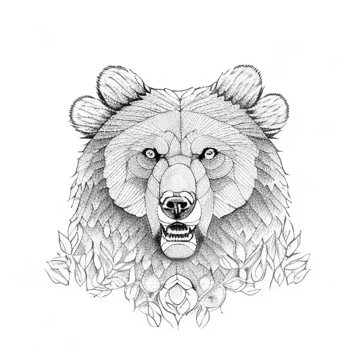 Roaring Bear That Fades Into A Forest