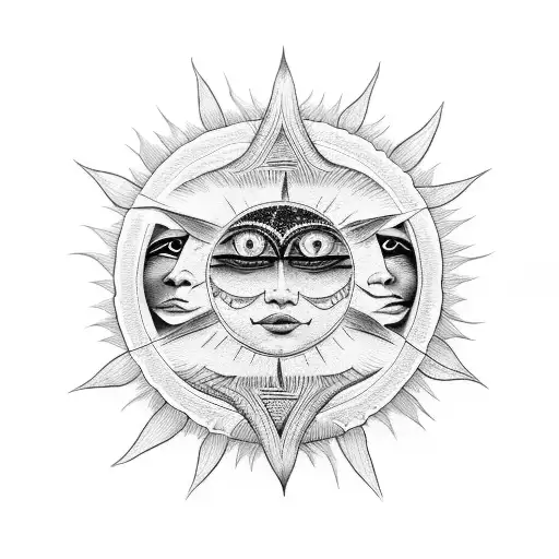 Sun And Moon And Indigenous Woman Face
