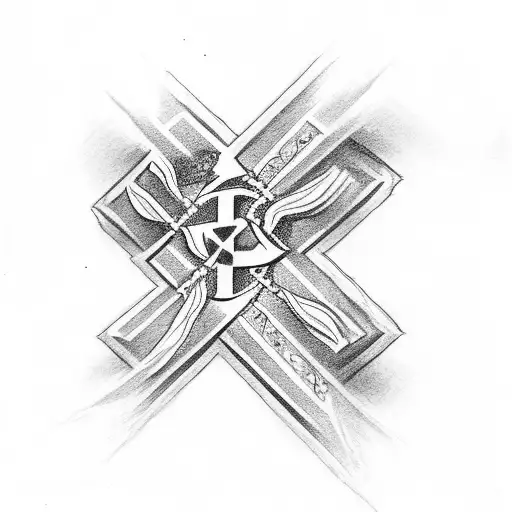 Christian Cross With Praying Hands