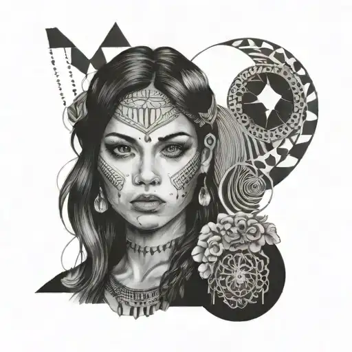Fine Line Geometric Micro Realism Neo Traditionsl Gypsy Women Binary Negative Space