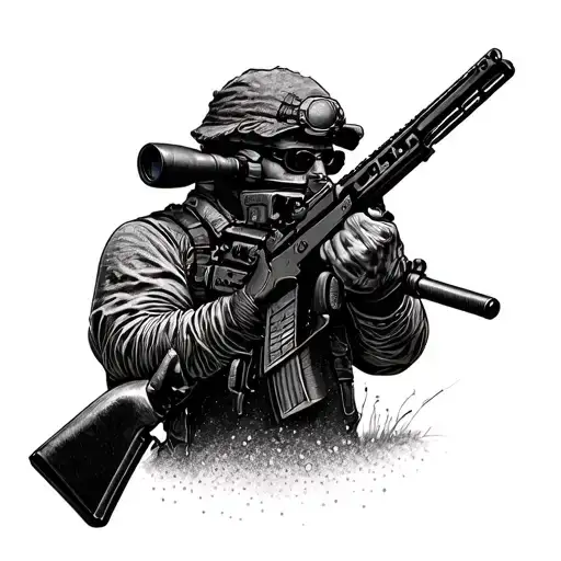Sniper With A Rifle On The Forearm