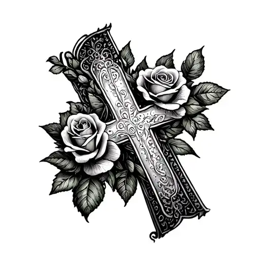 Christan Cross With Roses