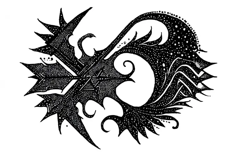 Arc And Abstract Arrow In The Lower Back Gothic Style