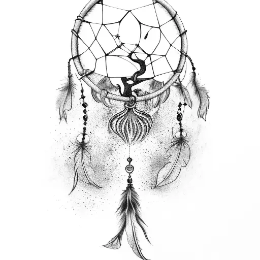 A Mystical Witchcraft Scene With A Lifetree And Dreamcatcher