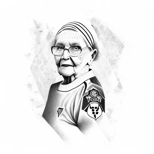A Portrait Of Your Grandmother Wearing A Soccer Jersey With The Number 17