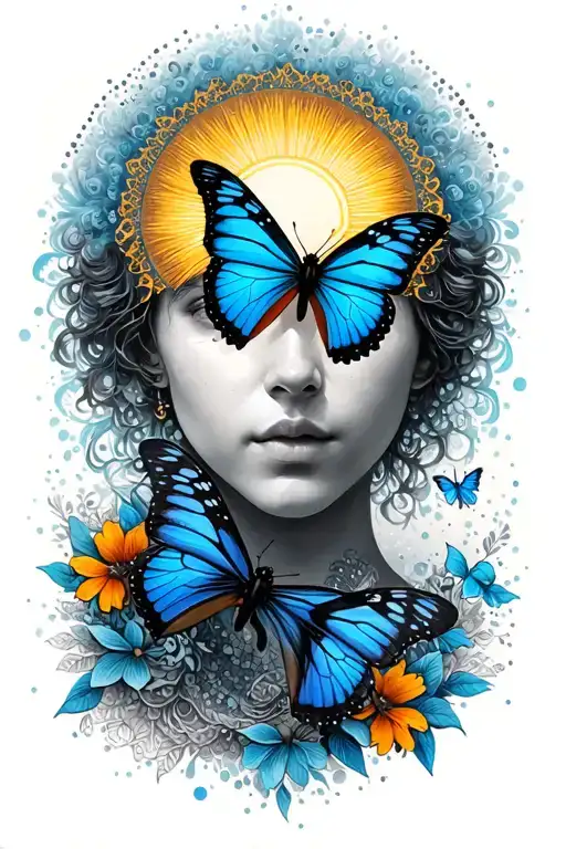 Azucenae And Butterflies And Sun