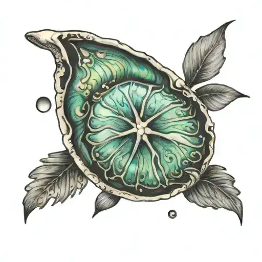 Abalone Shell Next To A Sand Dollar